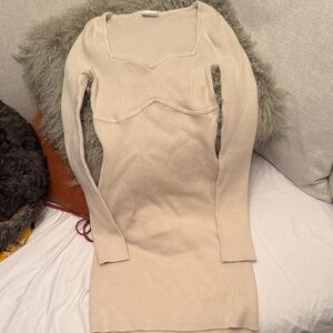 Abercrombie & Fitch Cream Long Sleeve Dress